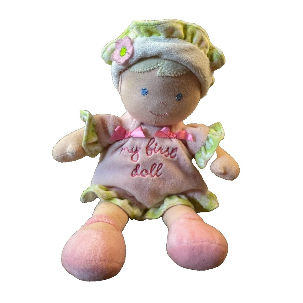 Carters My First Doll Pink Dress Hat Flower Blonde Embroidered Eyes Lovey Baby